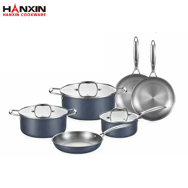 Set Alat Memasak Tidak Melekat Keluli Tahan Karat Komposit Dua Lapisan