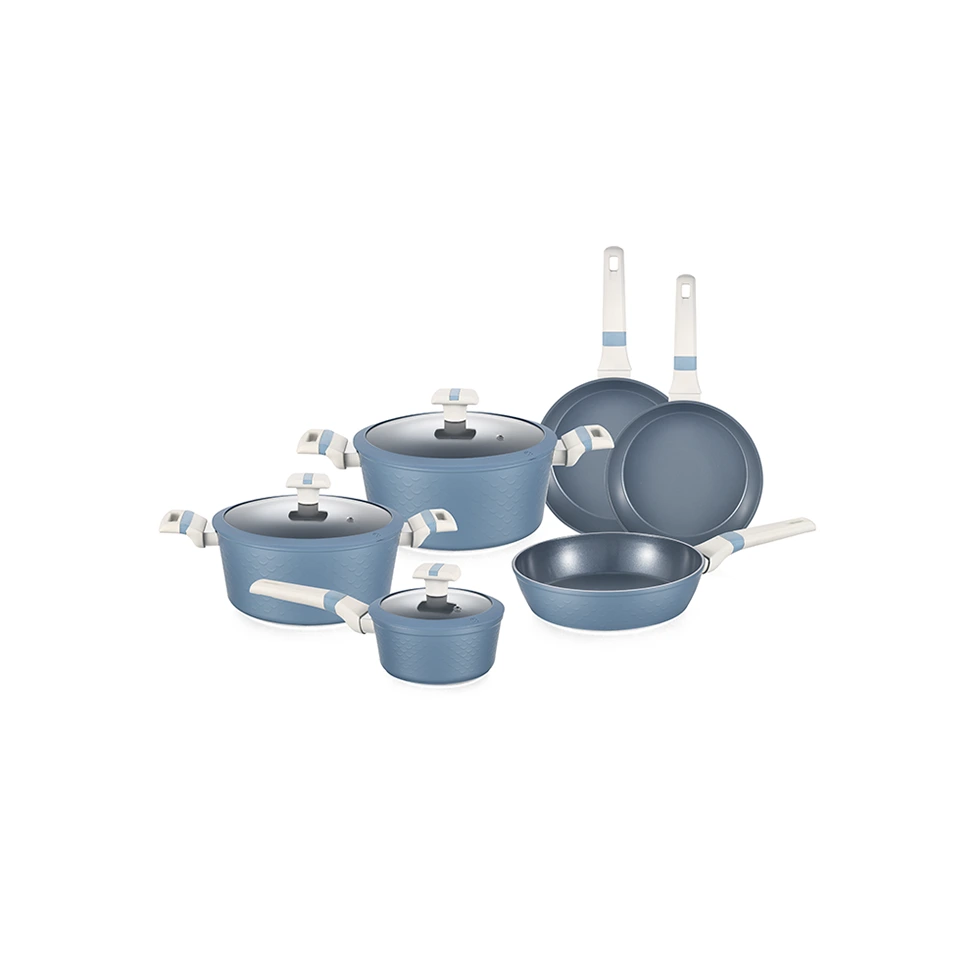 Set Alat Memasak Aluminium Tidak Melekat Rekaan Paten Warna Biru Duyung